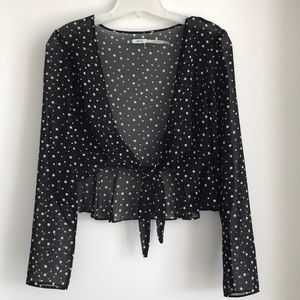 Kimchi Blue Tie Front Peplum top - UO